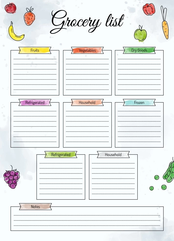 Free Grocery List Templates PDF WORD 43 OFF