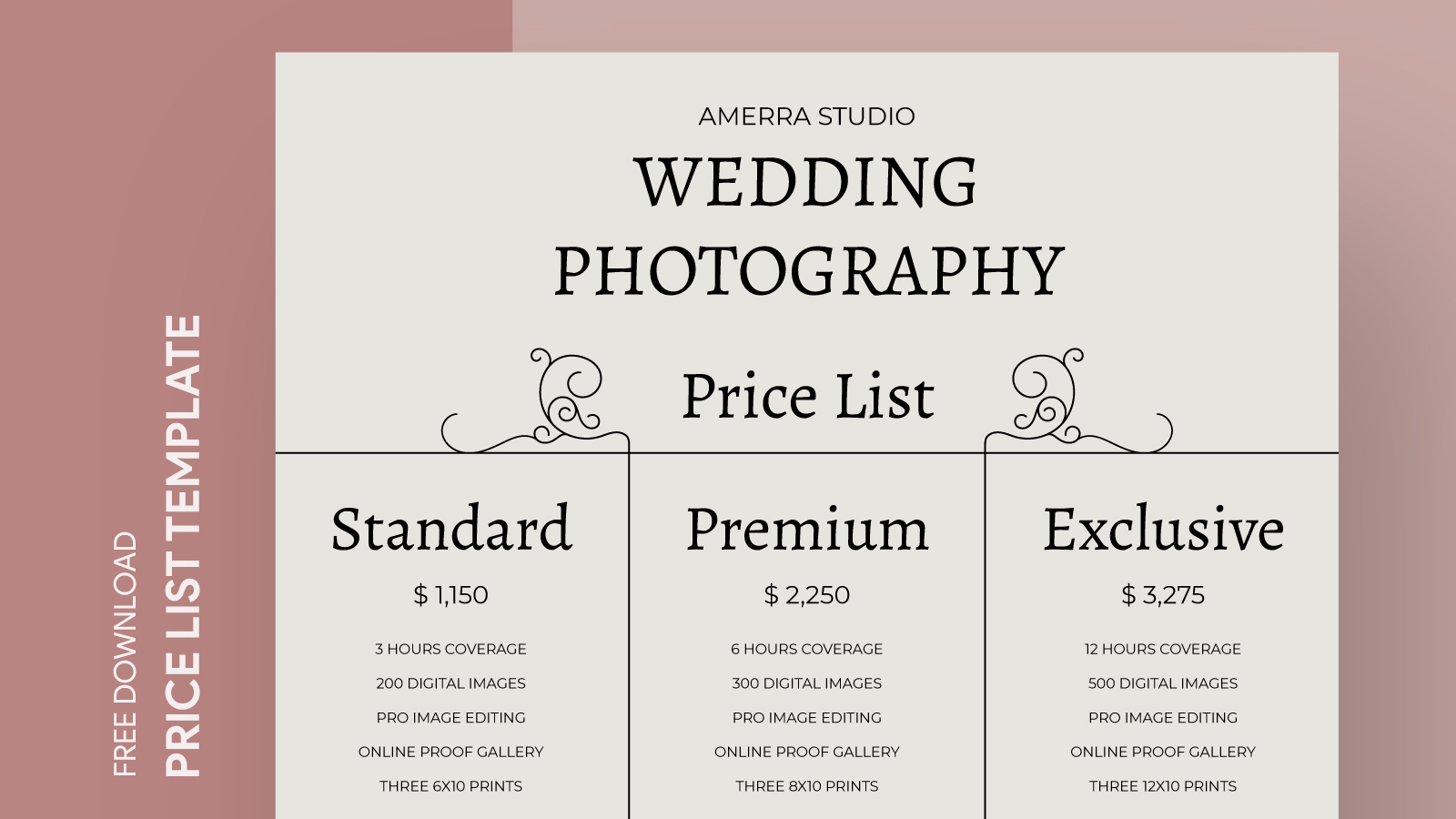 Wedding Photography Price List Free Google Docs Template gdoc io
