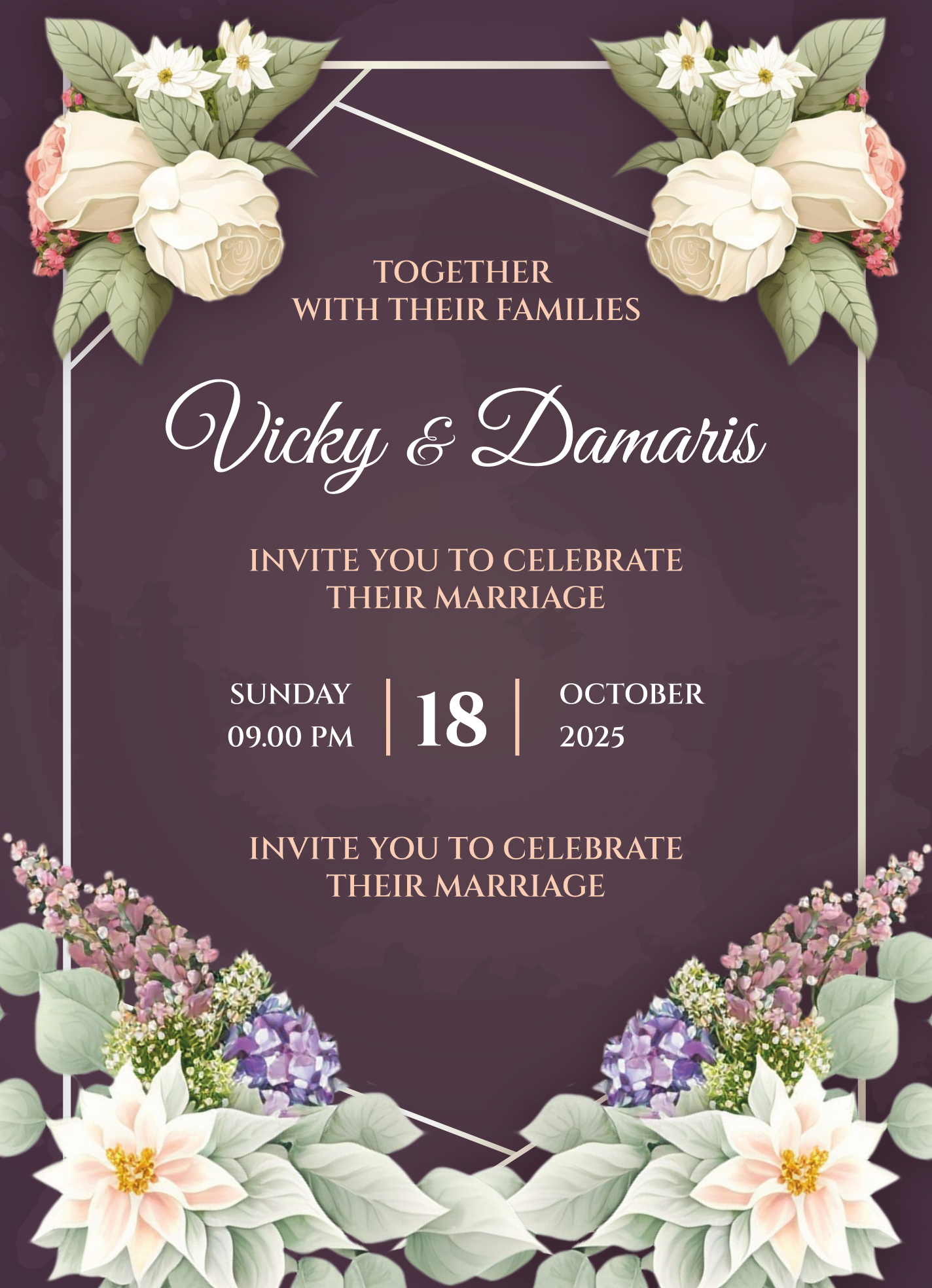 elegant wedding invitation free google docs template - gdoc.io