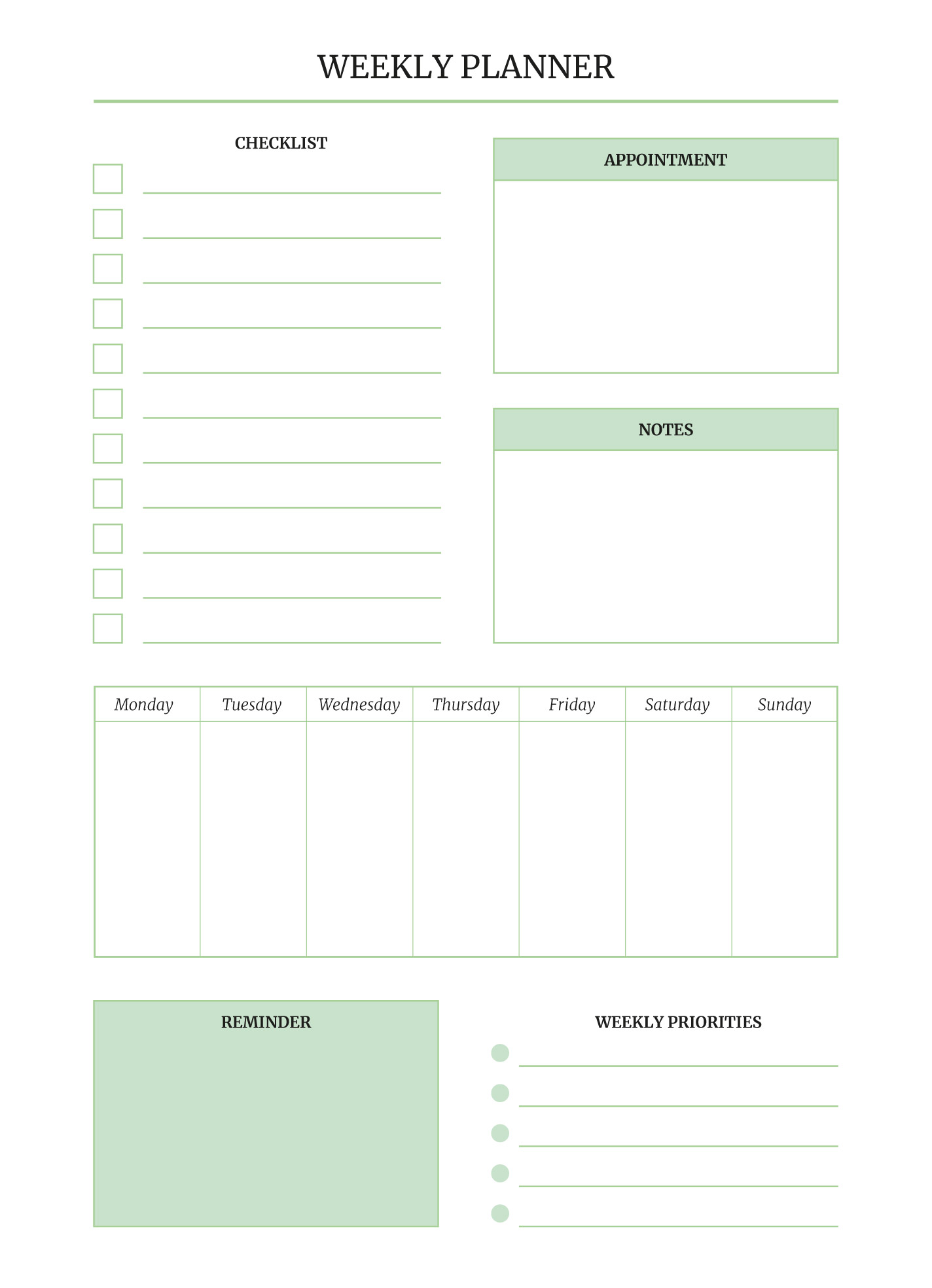 Weekly Planner Template Word At Getrachelblog Blog
