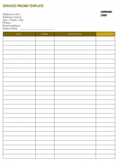 Free Price List Google Docs Templates 