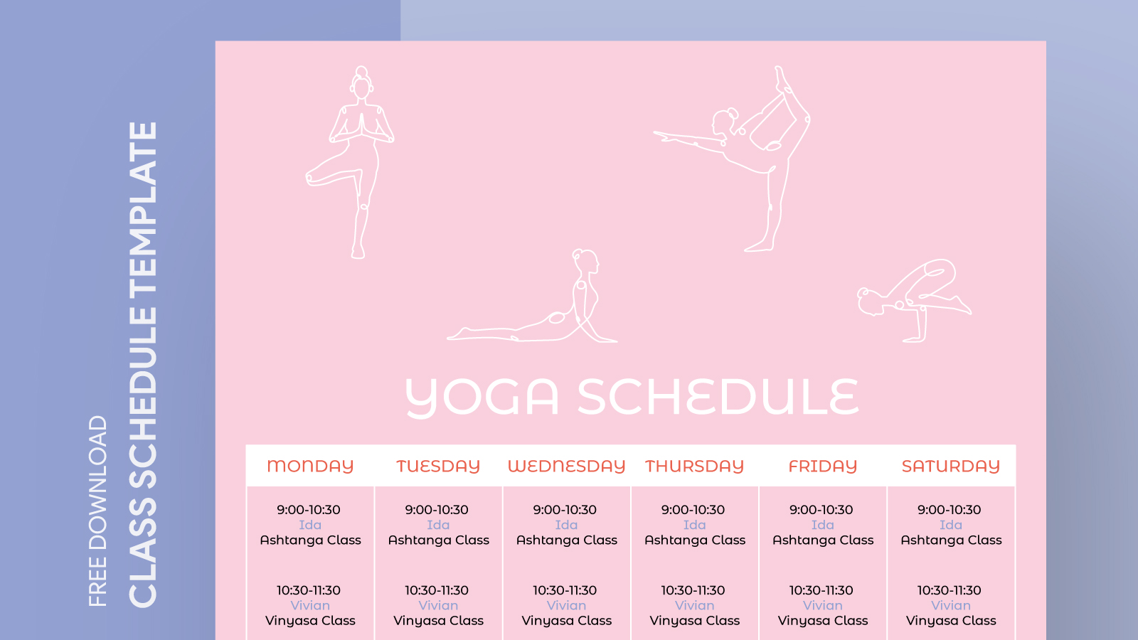 Yoga Class Schedule Free Google Docs Template 