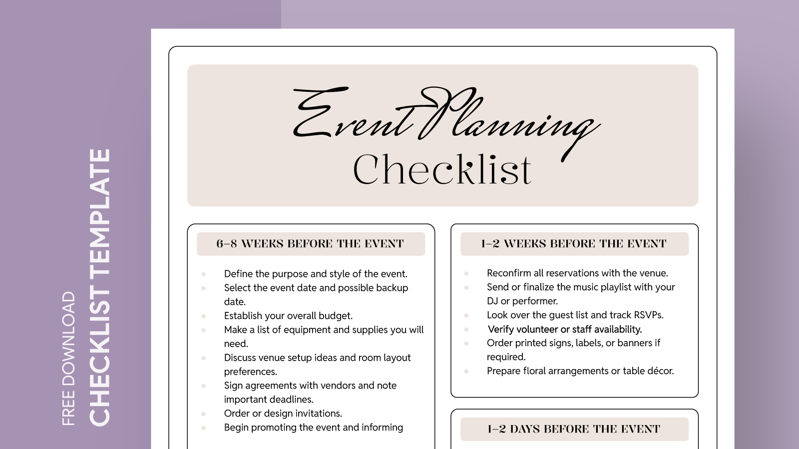 Aesthetic Event Planning Checklist Free Google Docs Template - gdoc.io