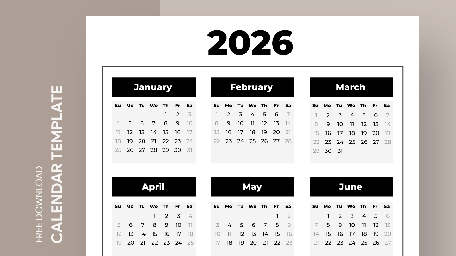 Annual Calendar 2026 Free Google Docs Template - gdoc.io