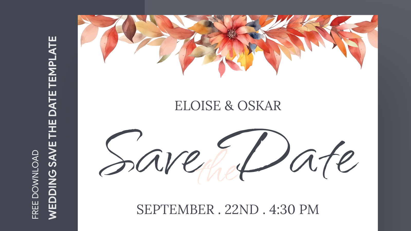Autumn Wedding Save the Date Free Google Docs Template - gdoc.io