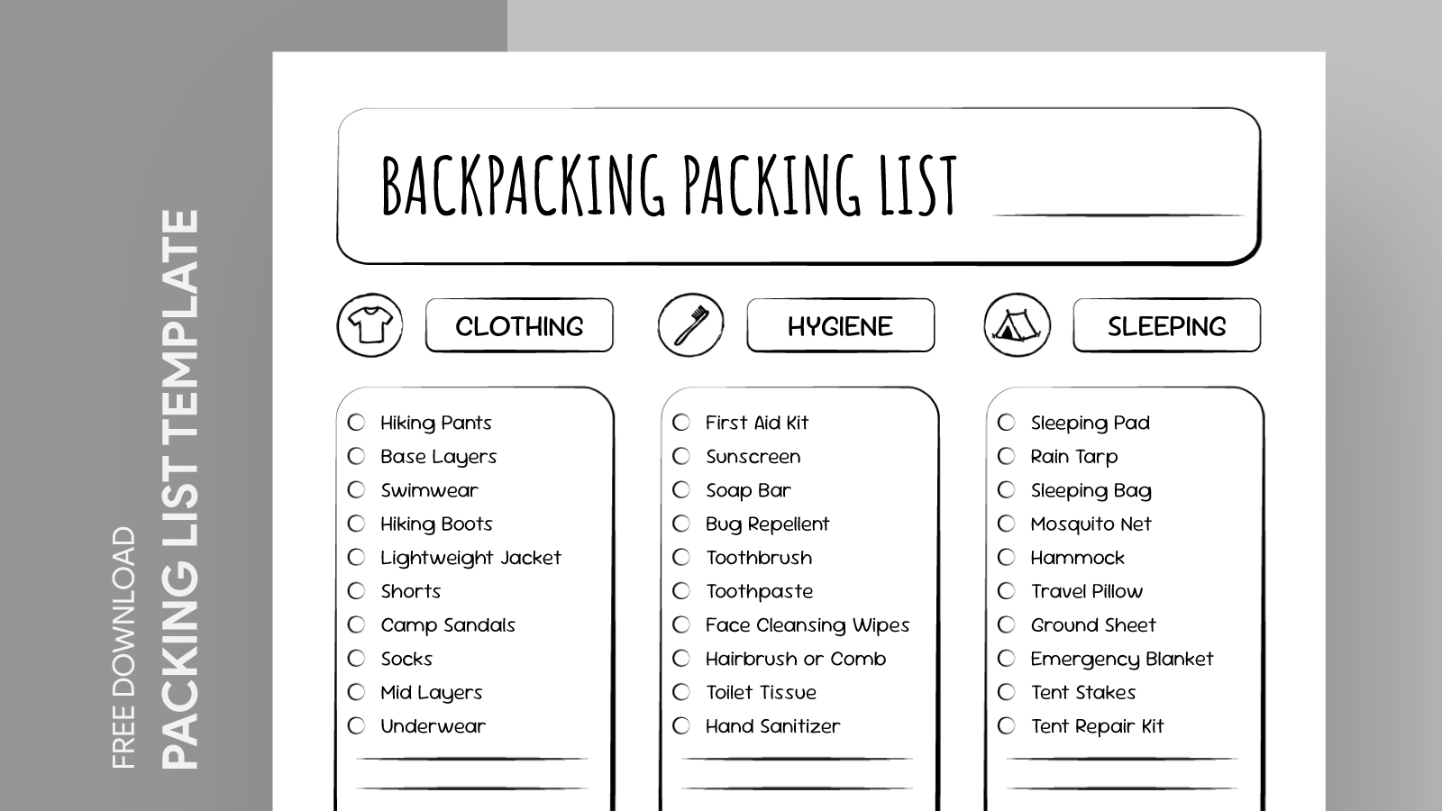 Backpacking Packing List Free Google Docs Template - gdoc.io