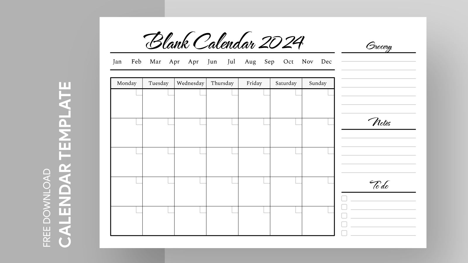 Blank Calendar Template 2024 Free Google Docs Template gdoc.io