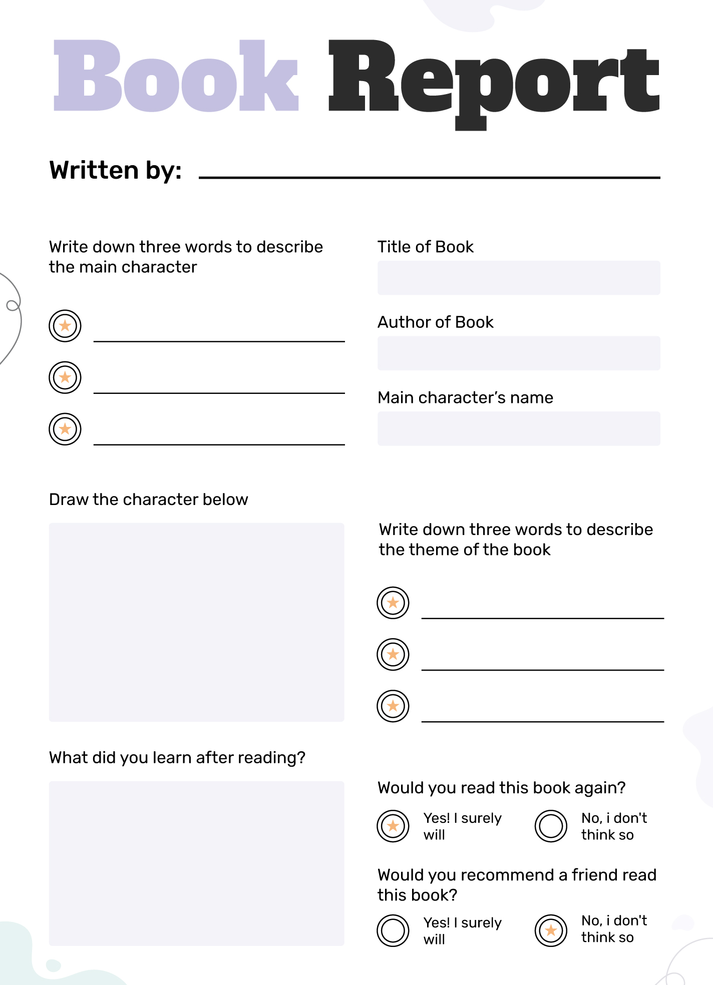 Book Report 4th Grade Free Google Docs Template - gdoc.io