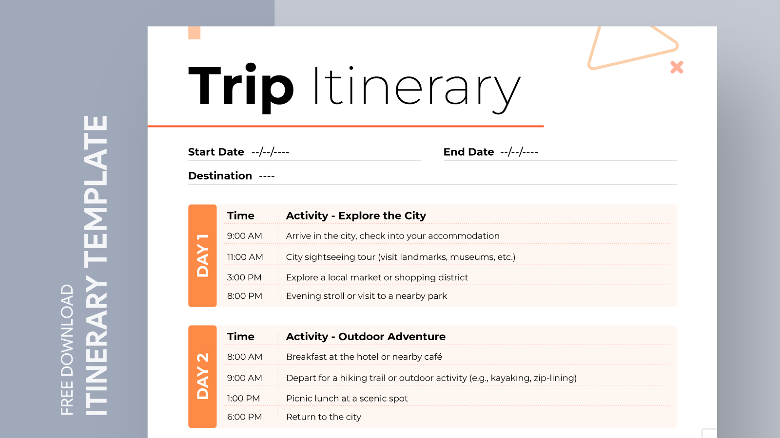 Bright Trip Itinerary Free Google Docs Template - gdoc.io