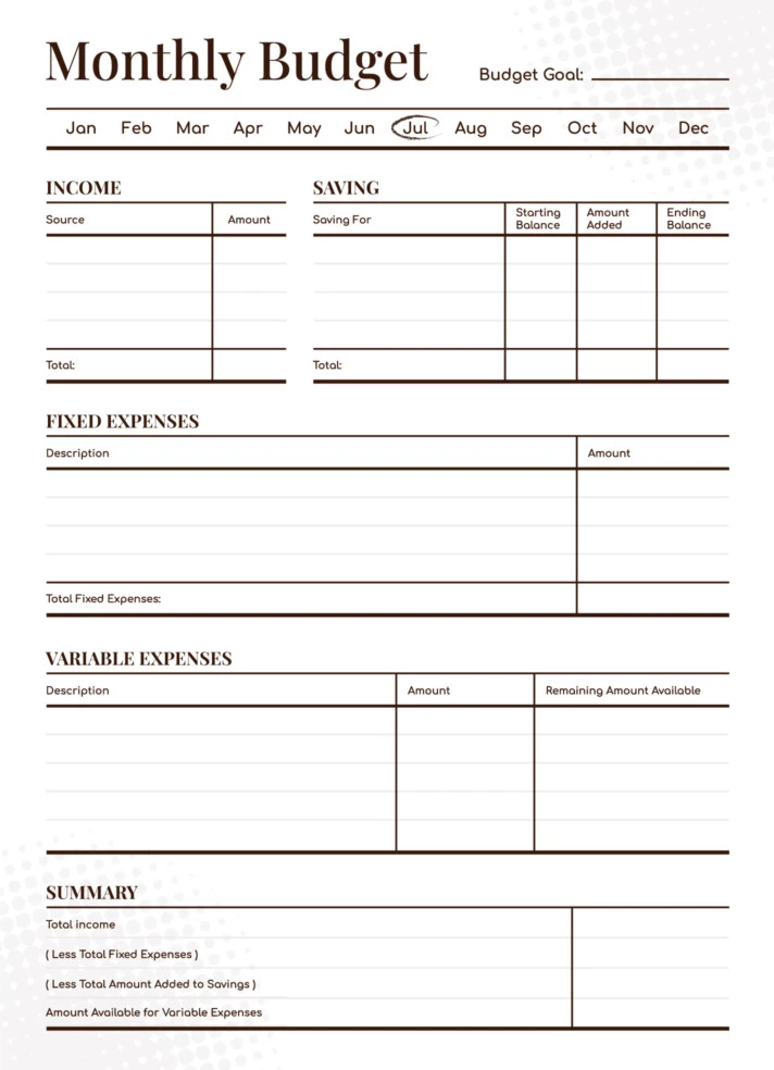 Monthly Budget Planner Free Google Docs Template 
