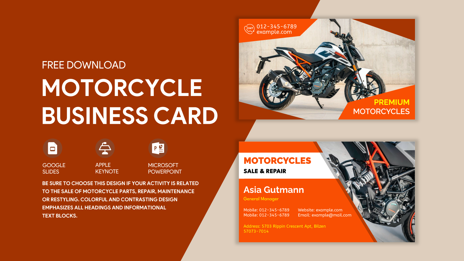 Motorcycle Business Card Free Google Docs Template gdoc.io