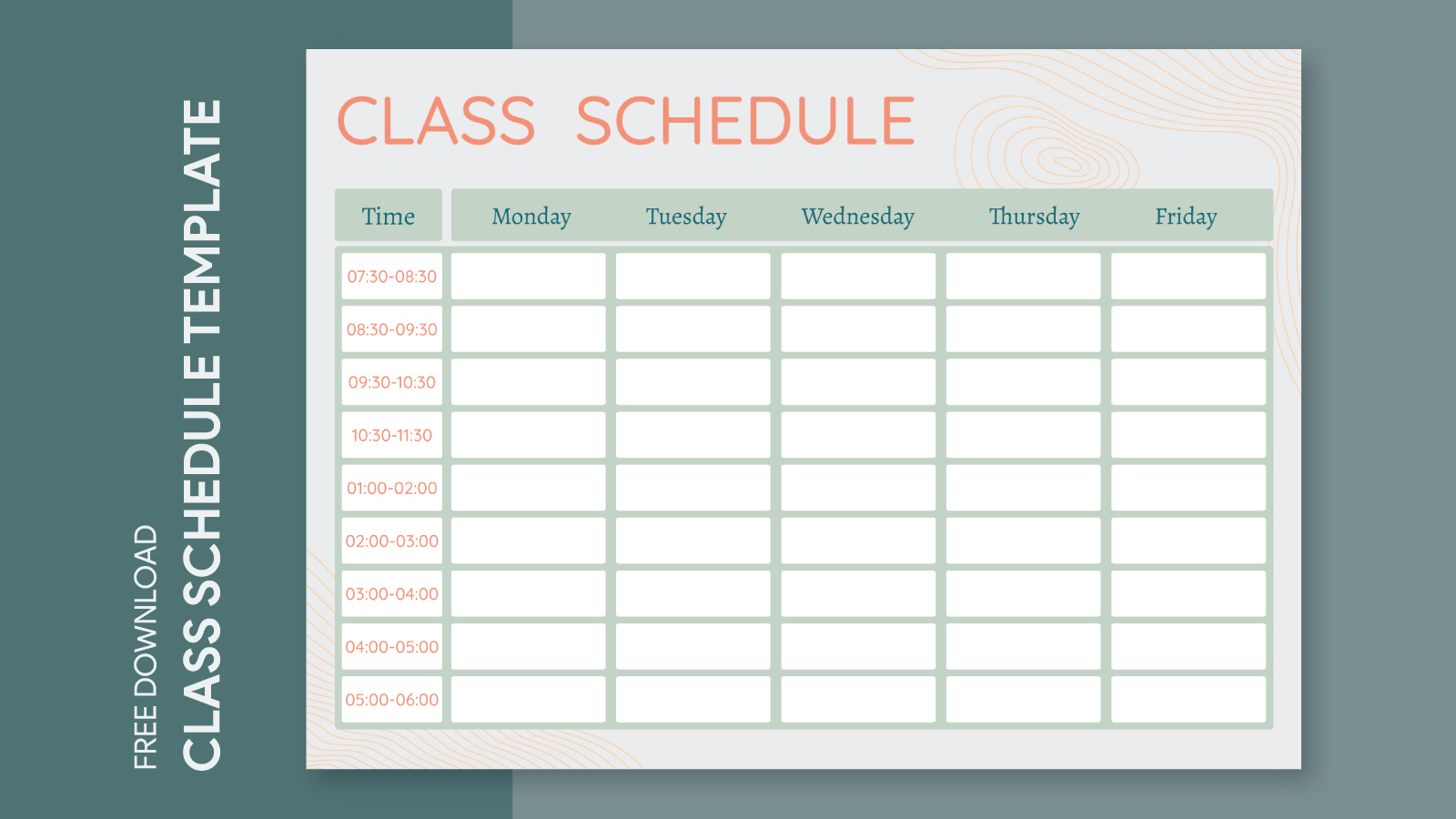 College Class Schedule Blank