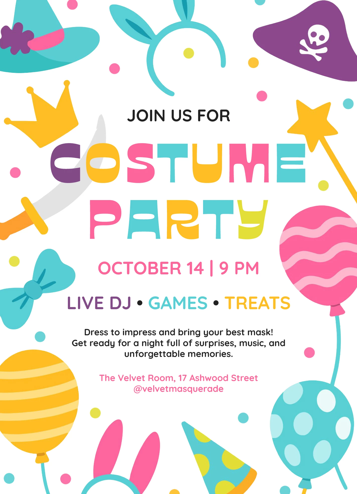 Costume Party Invitation Free Google Docs Template - gdoc.io