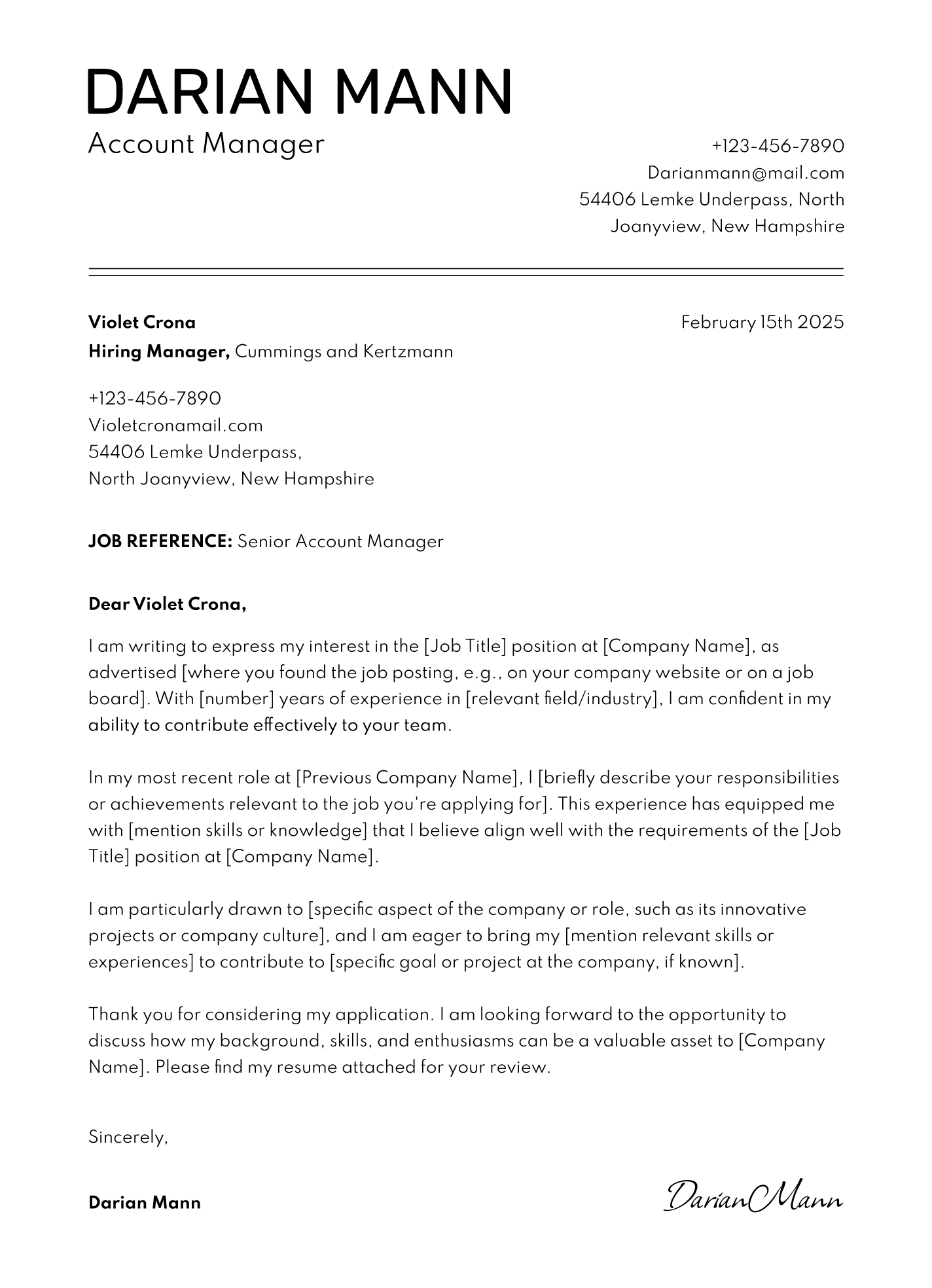 Free Cover Letter Google Docs Templates - gdoc.io