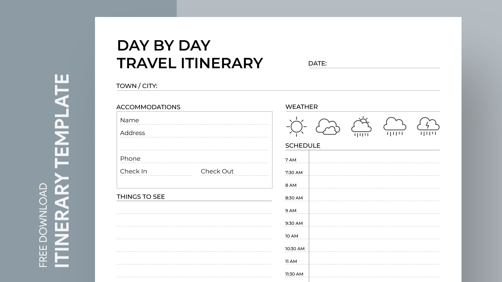 Day by Day Travel Itinerary Free Google Docs Template - gdoc.io