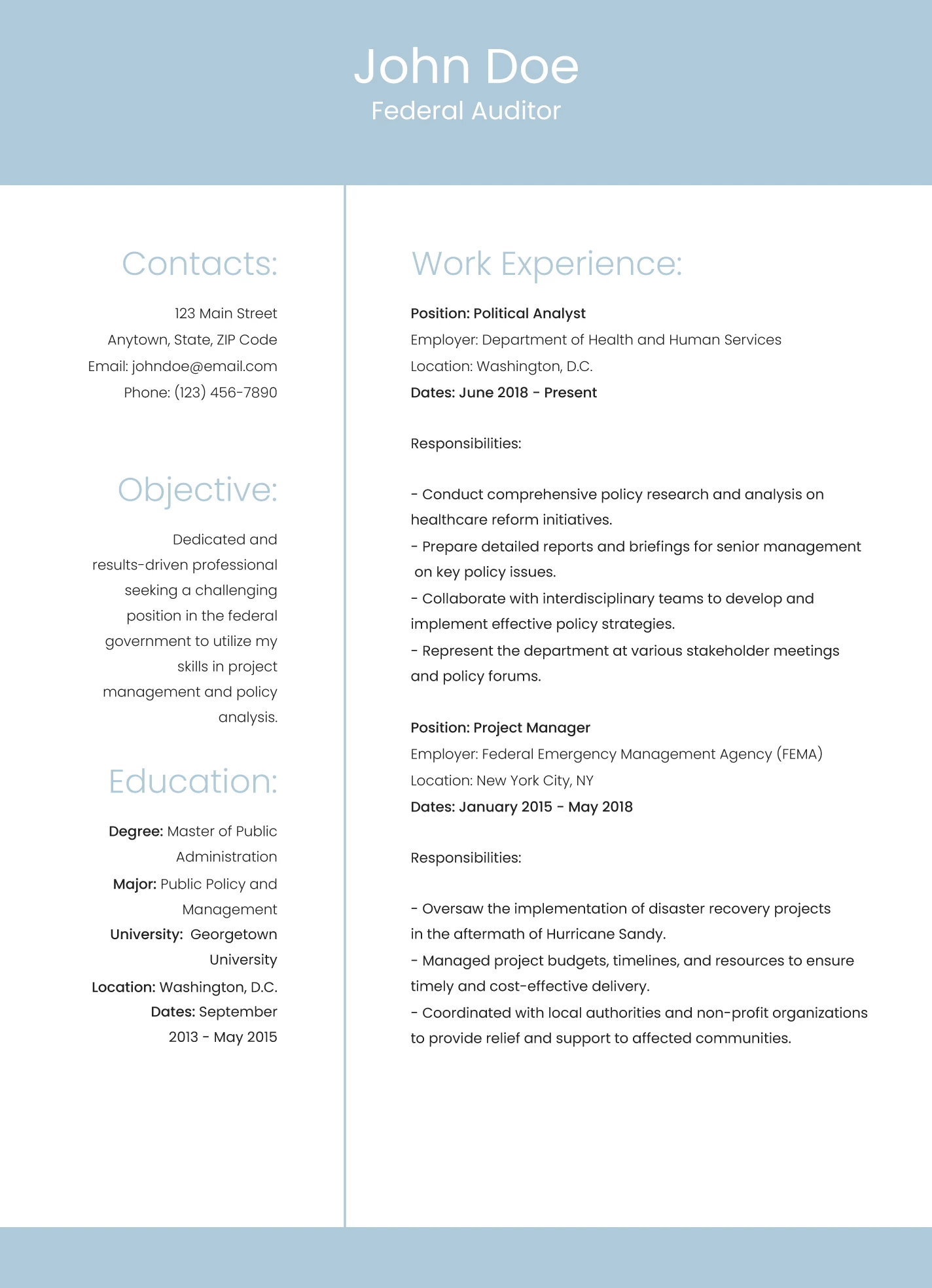 Free Federal Resume Builder