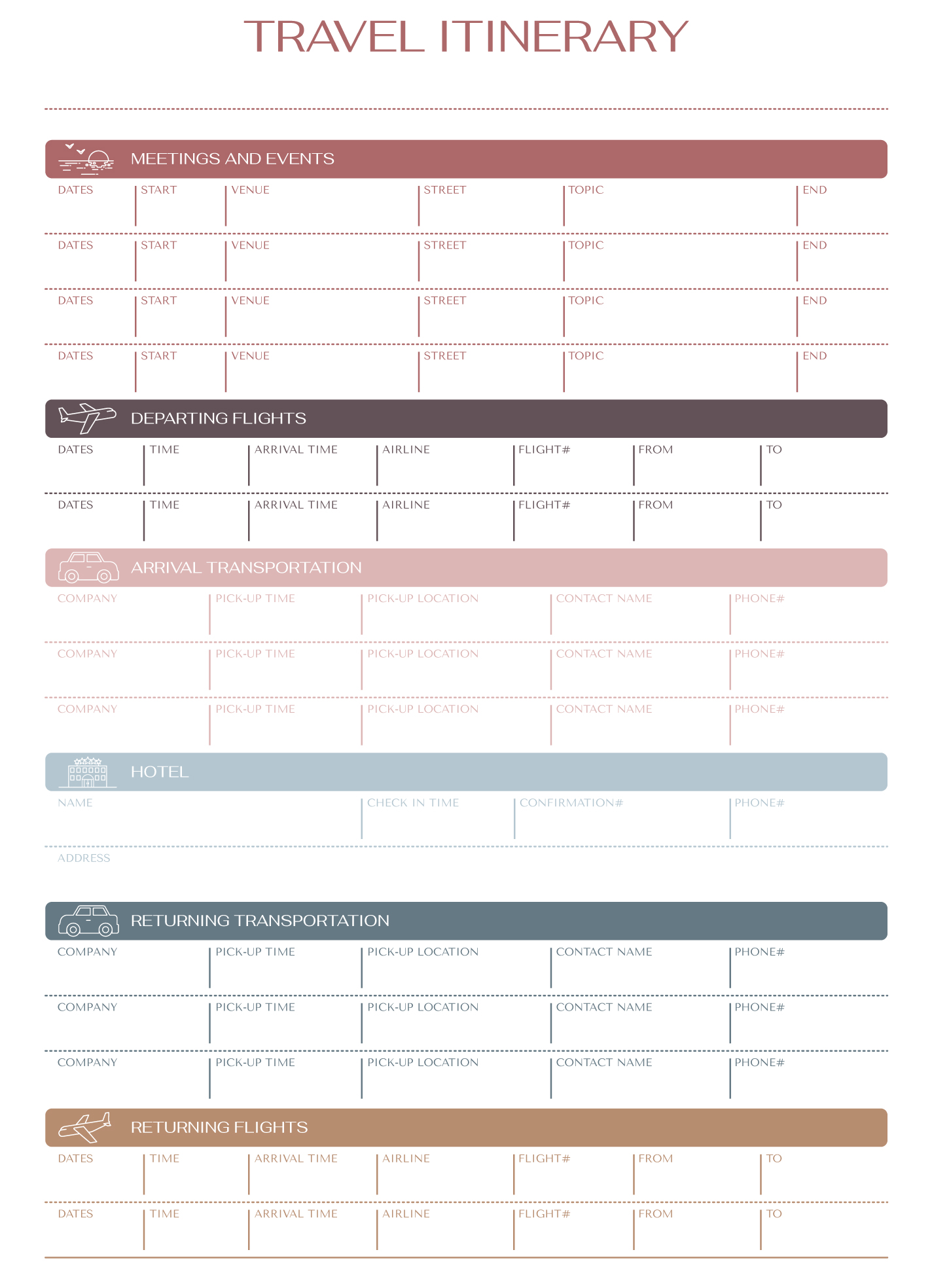 Free Travel Itinerary Google Docs Templates - gdoc.io
