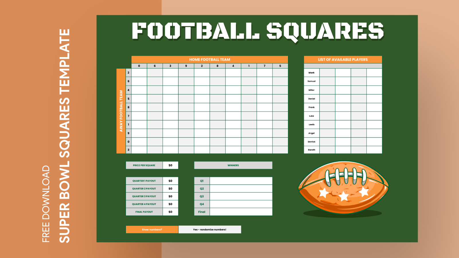 Football Squares Free Google Sheets & Excel Template gdoc.io