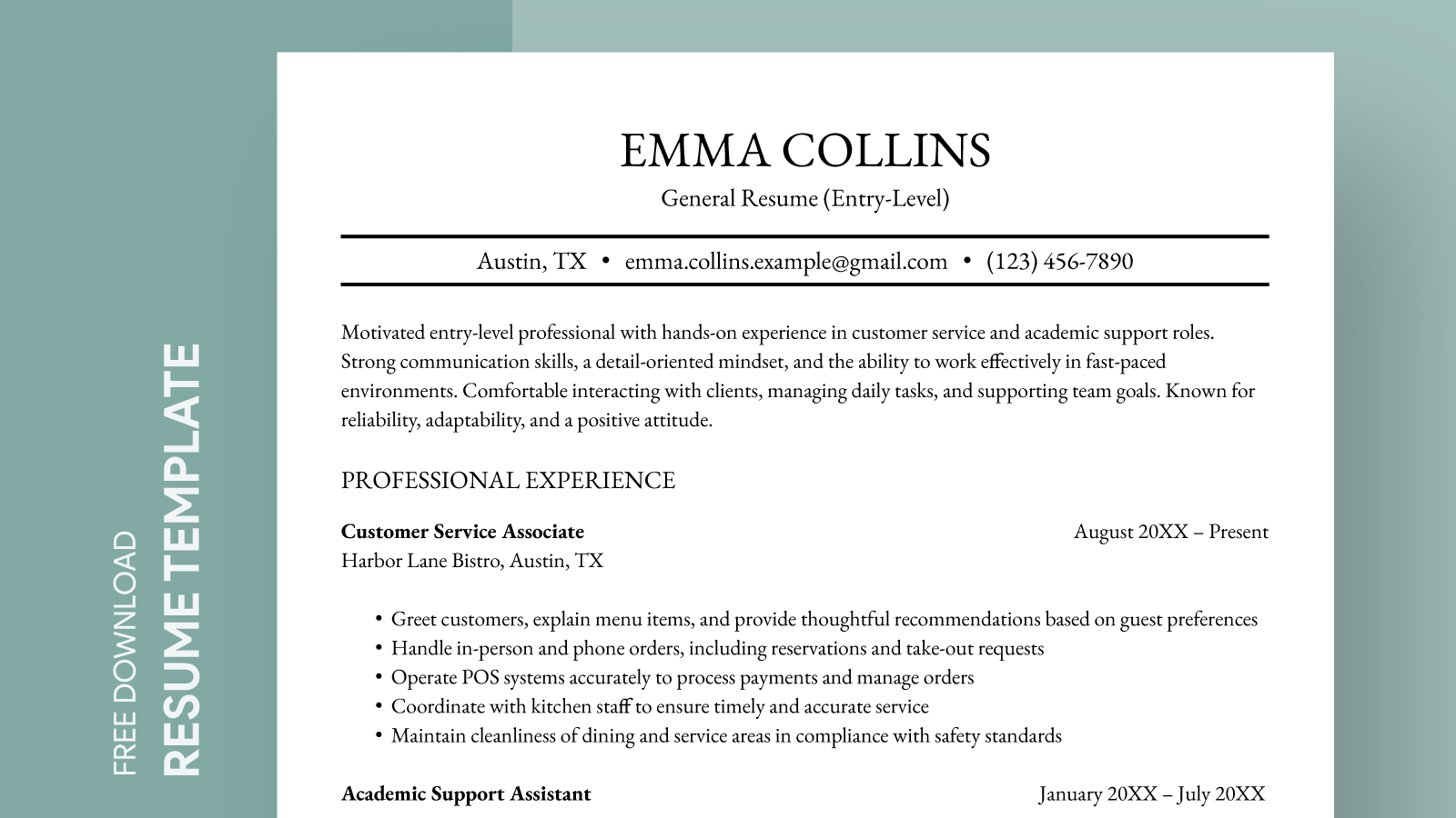 General Resume Free Google Docs Template - gdoc.io