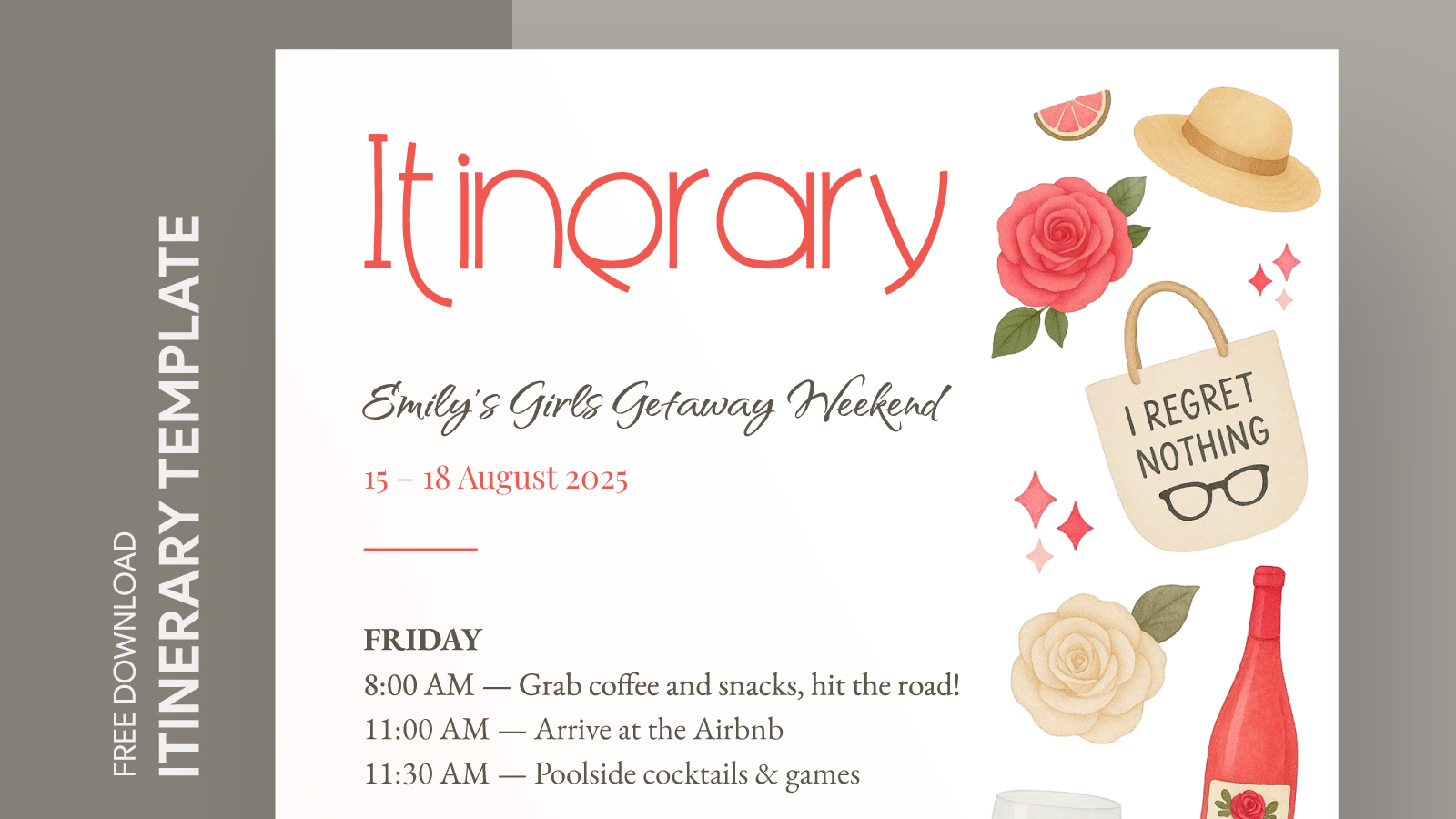 Girls Trip Itinerary Free Google Docs Template - gdoc.io image.