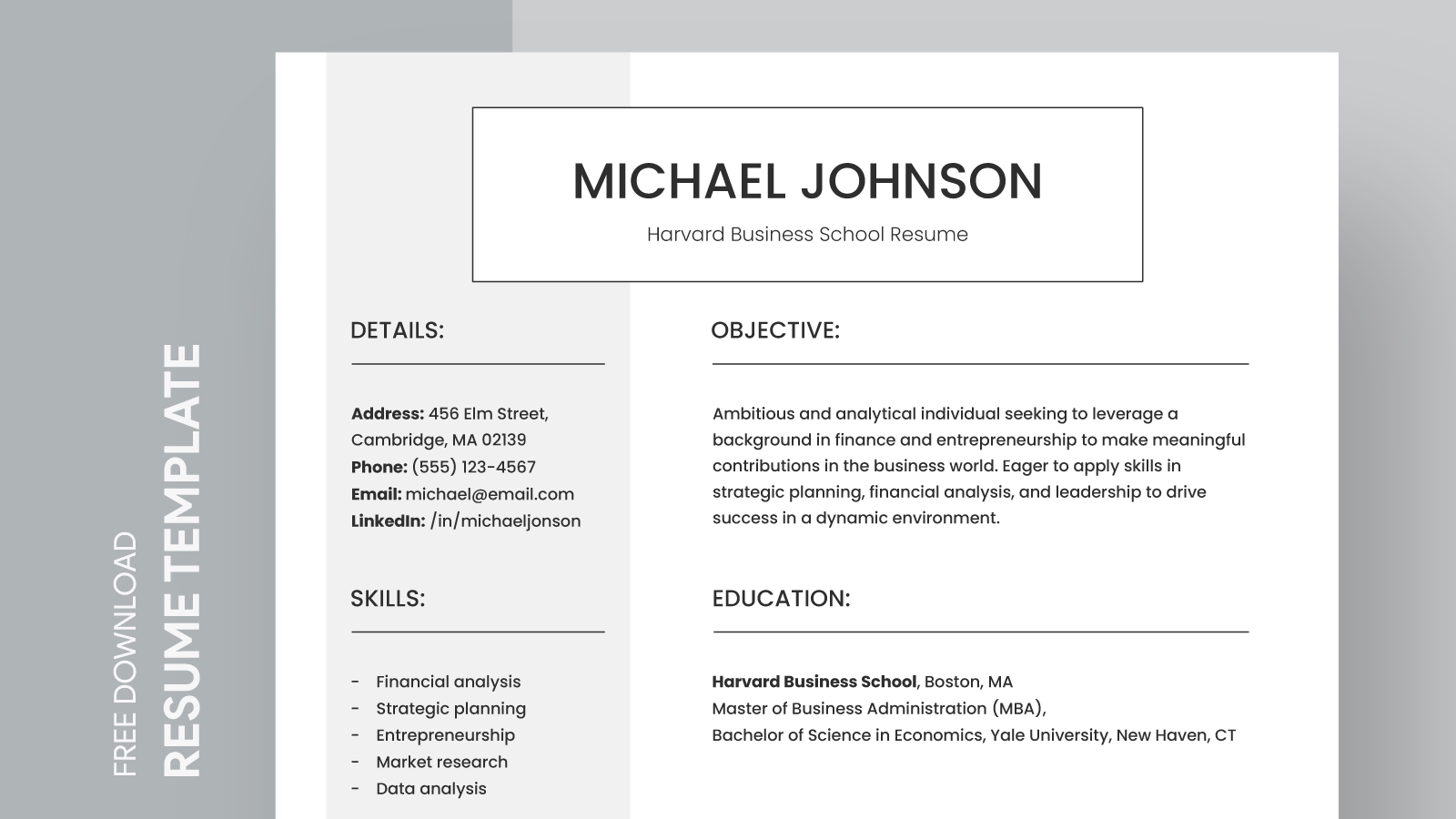 Harvard Business School Resume Free Google Docs Template - gdoc.io