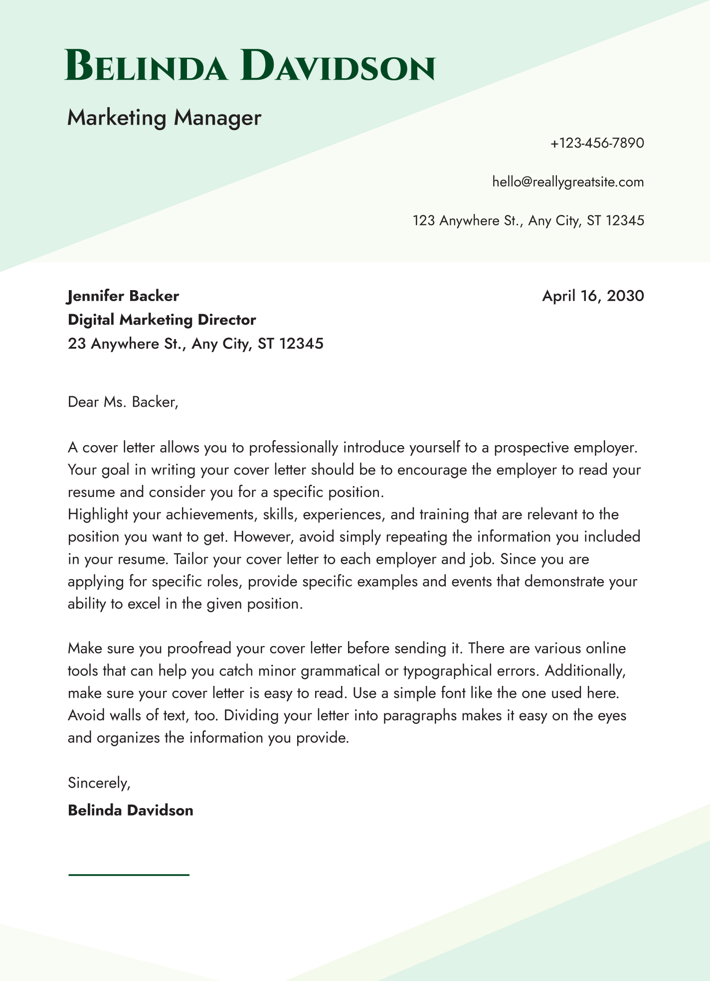 Easy Cover Letter