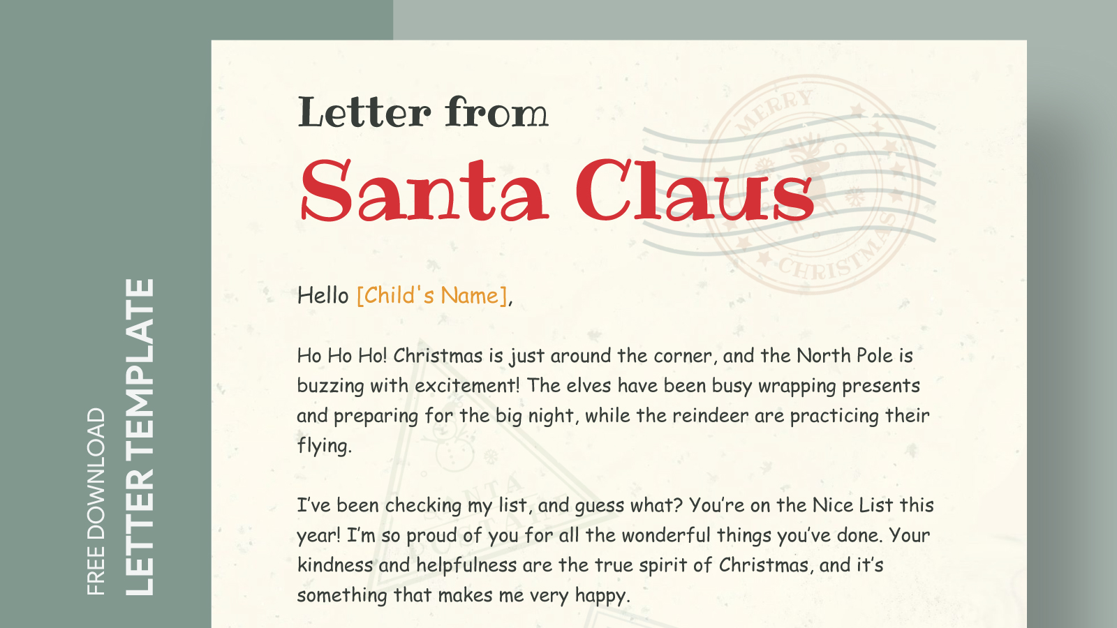 Letter from Santa Free Google Docs Template gdoc.io