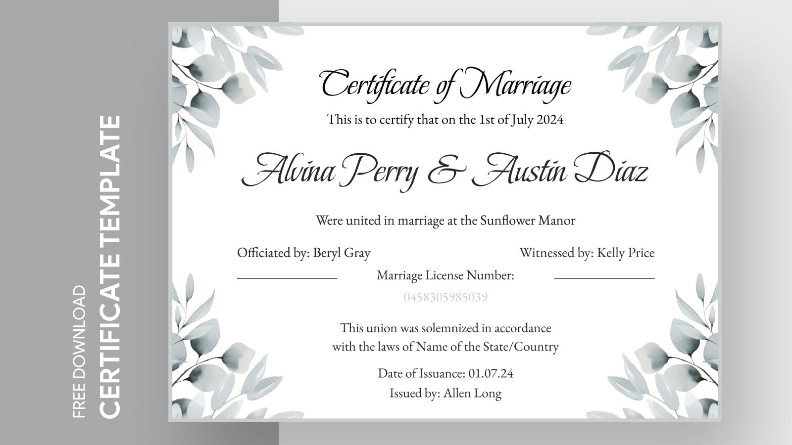 Marriage Certificate Free Google Docs Template gdoc io
