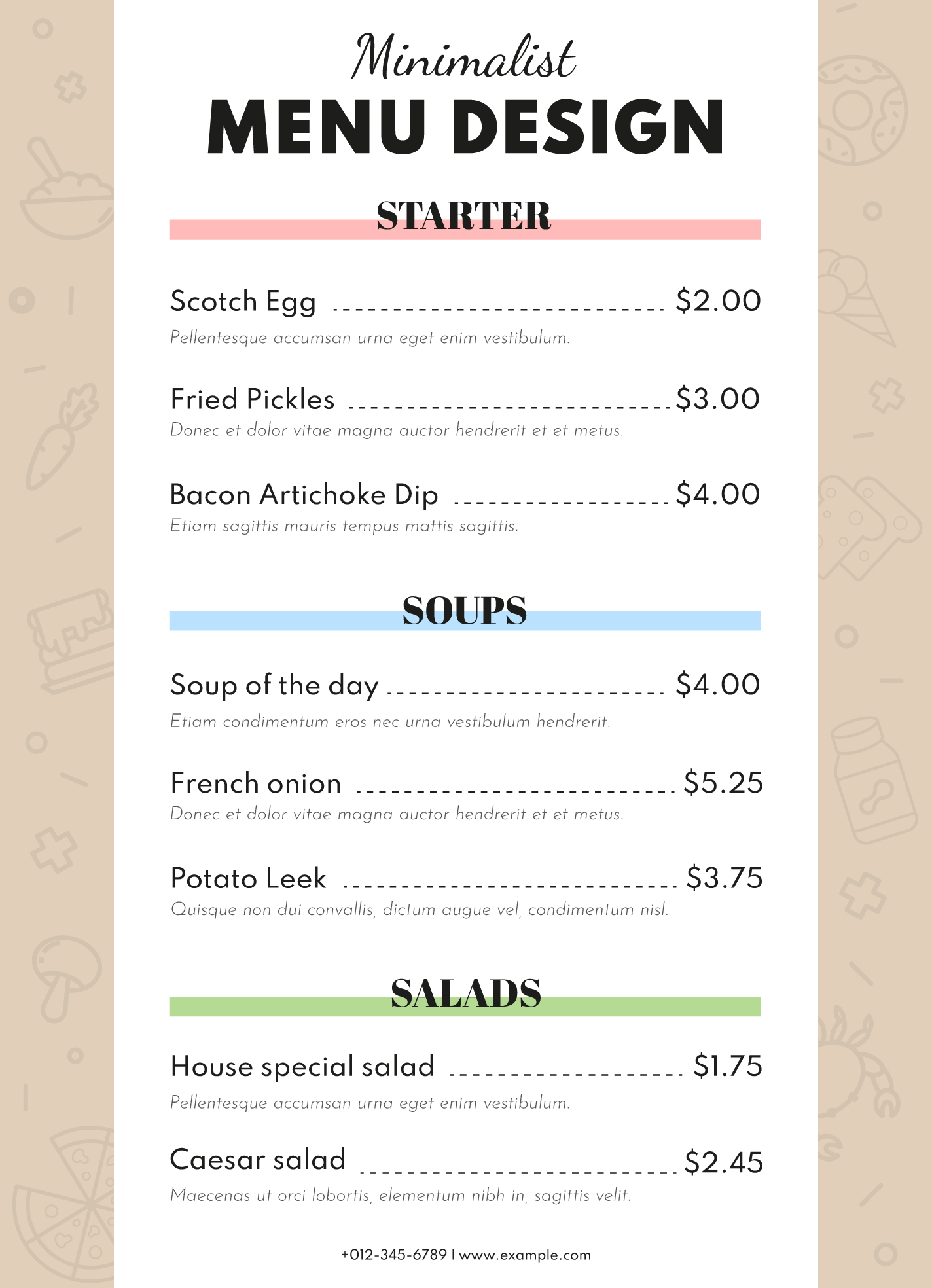 restaurant menu template microsoft word