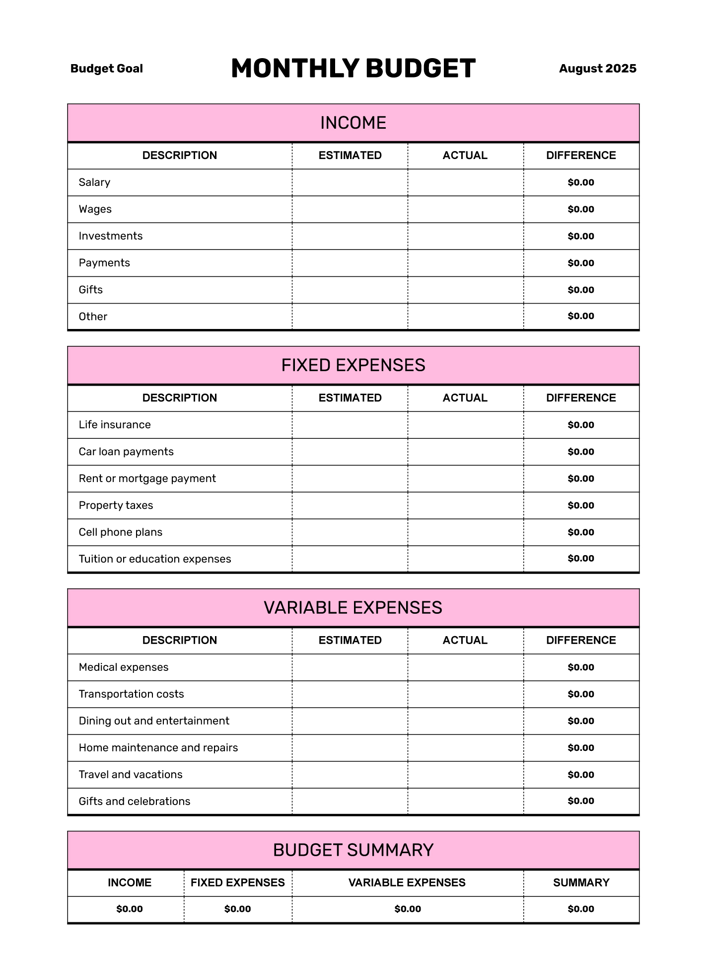 Free Budget Templates For Excel Free Budget Templates For Excel