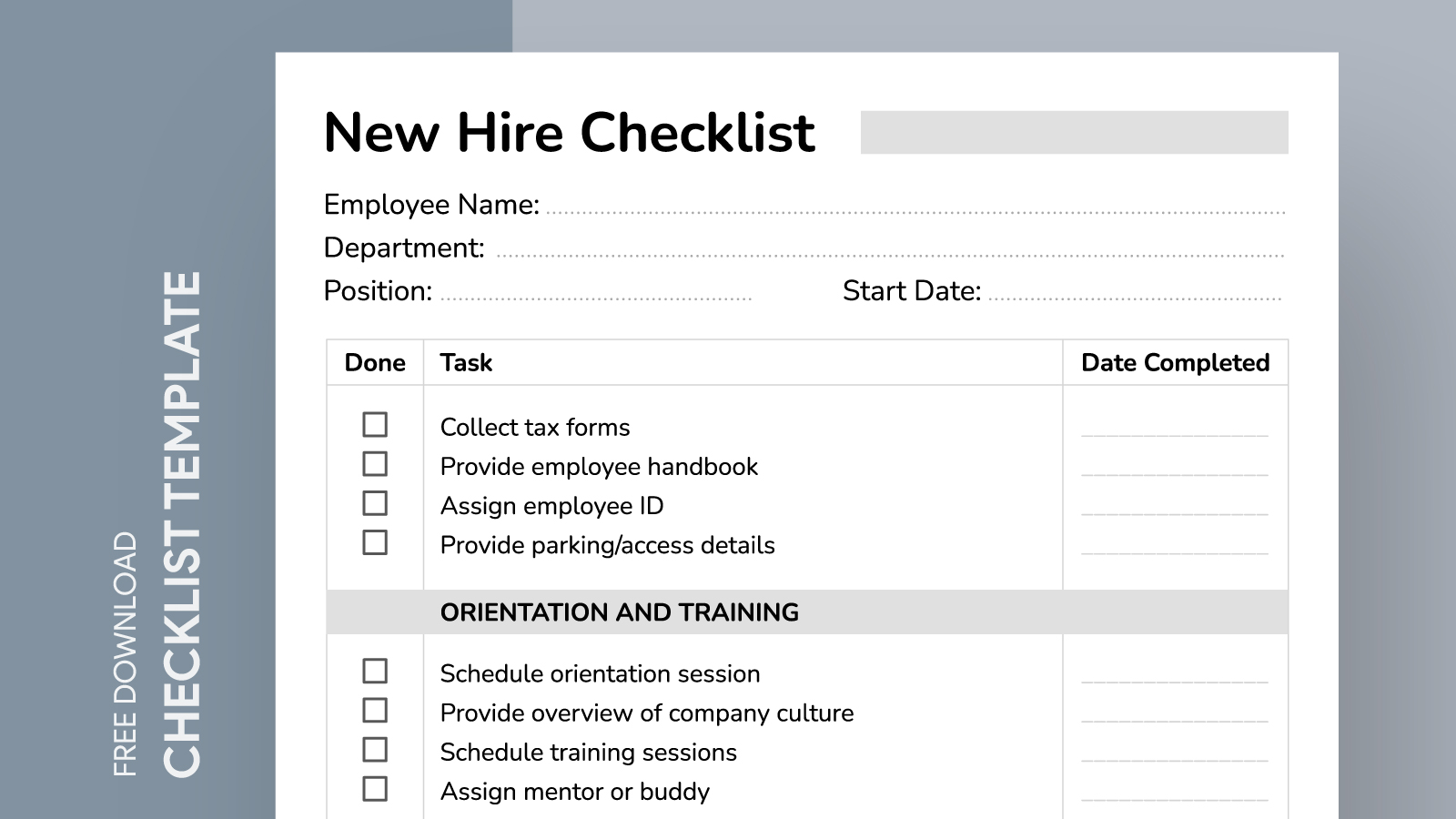 New Hire Checklist Free Google Docs Template - gdoc.io