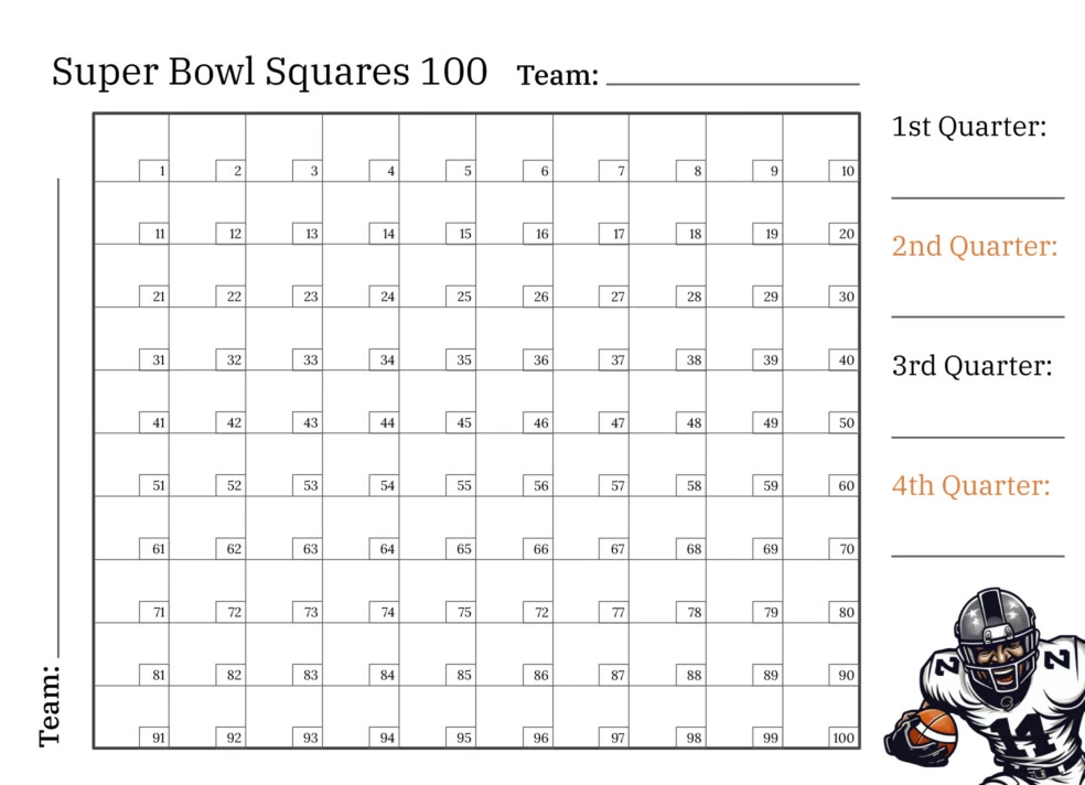 NFL Football Squares Free Google Docs Template 