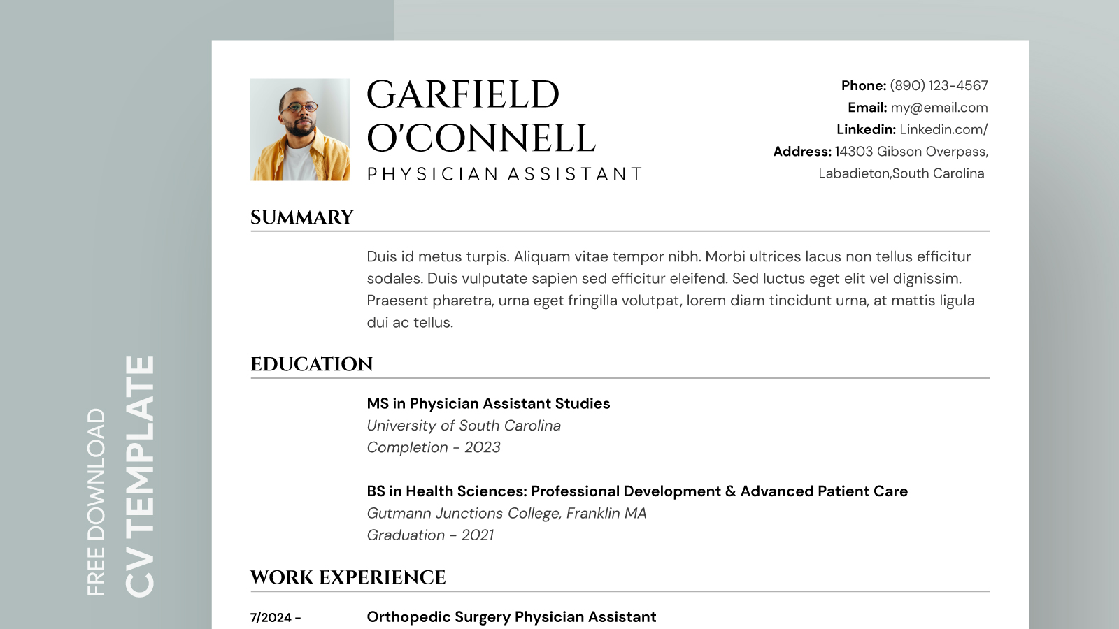 Physician Assistant CV Free Google Docs Template - gdoc.io