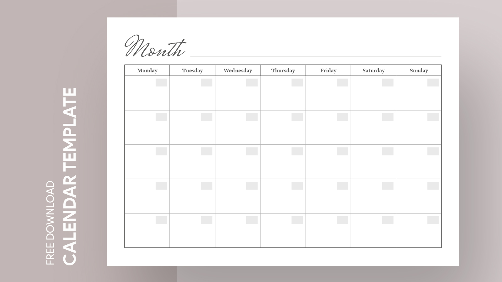 Printable Monthly Calendar Free Google Docs Template - gdoc.io