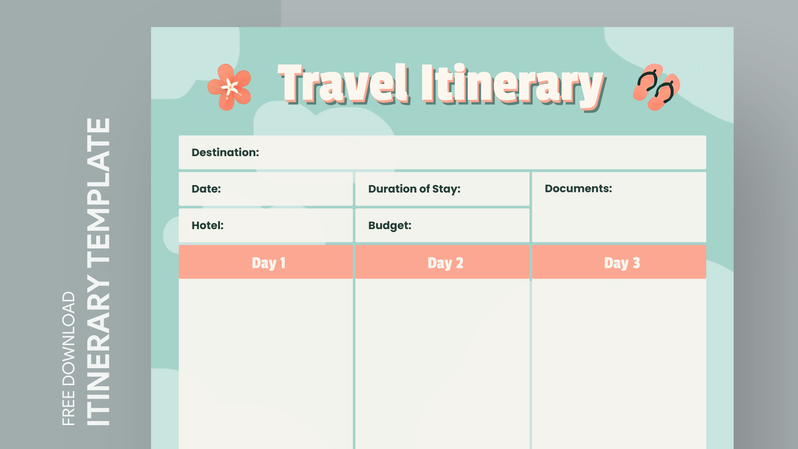 Printable Travel Itinerary Free Google Docs Template - gdoc.io