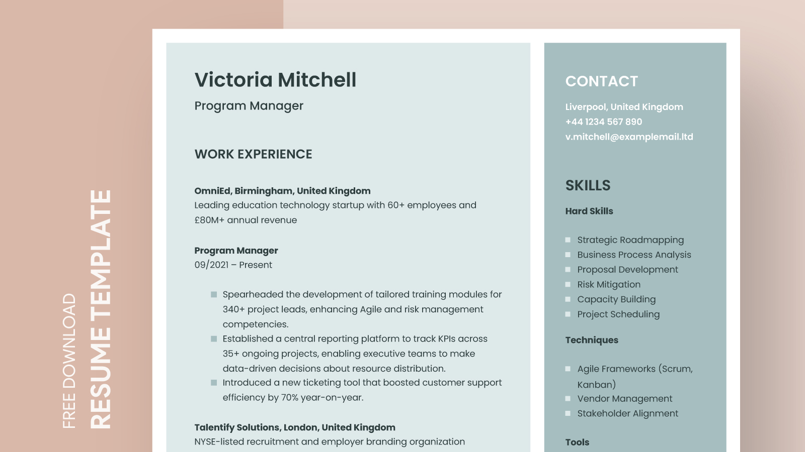 Program Manager Resume Free Google Docs Template - gdoc.io