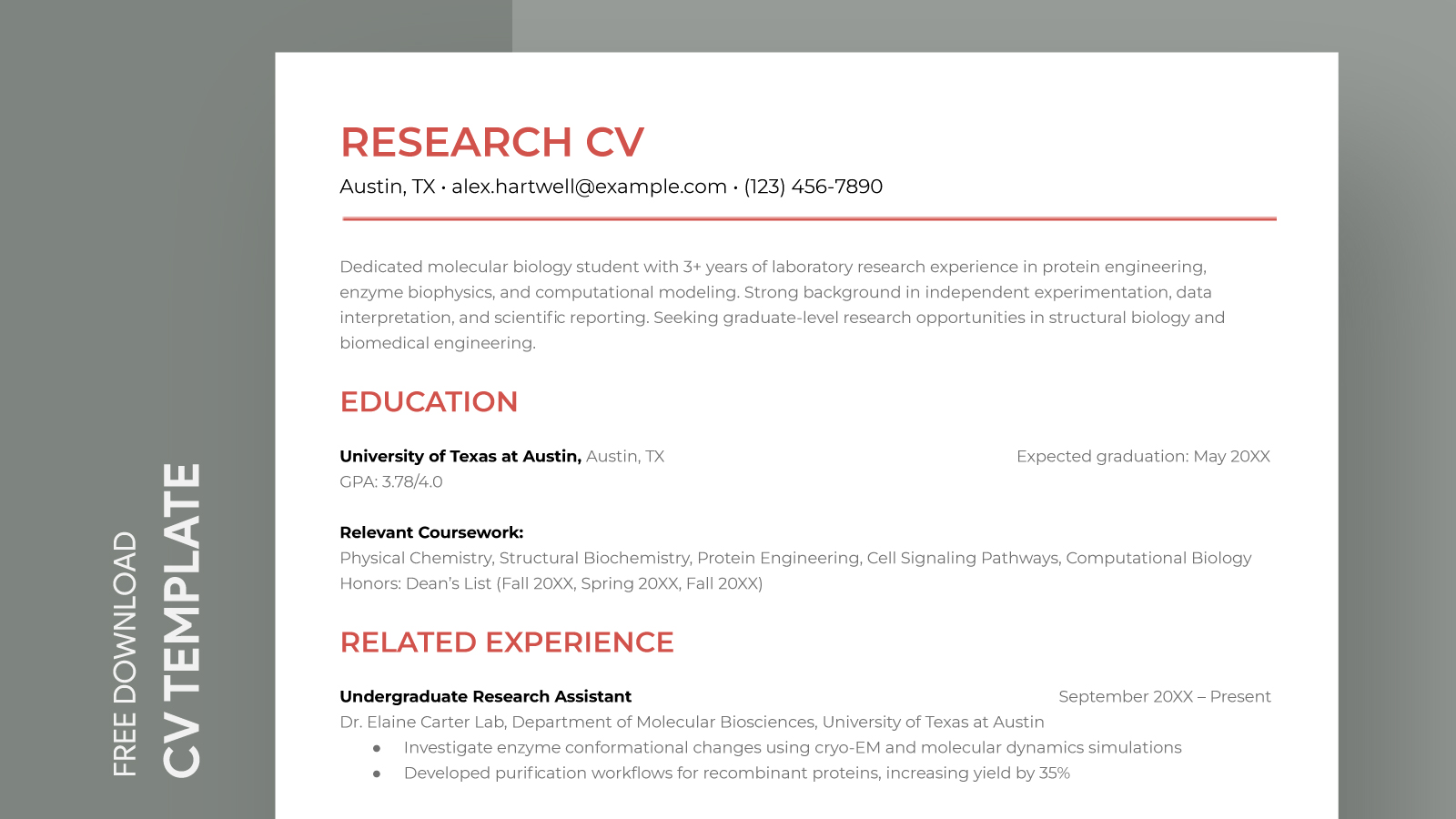 Research CV Free Google Docs Template - gdoc.io