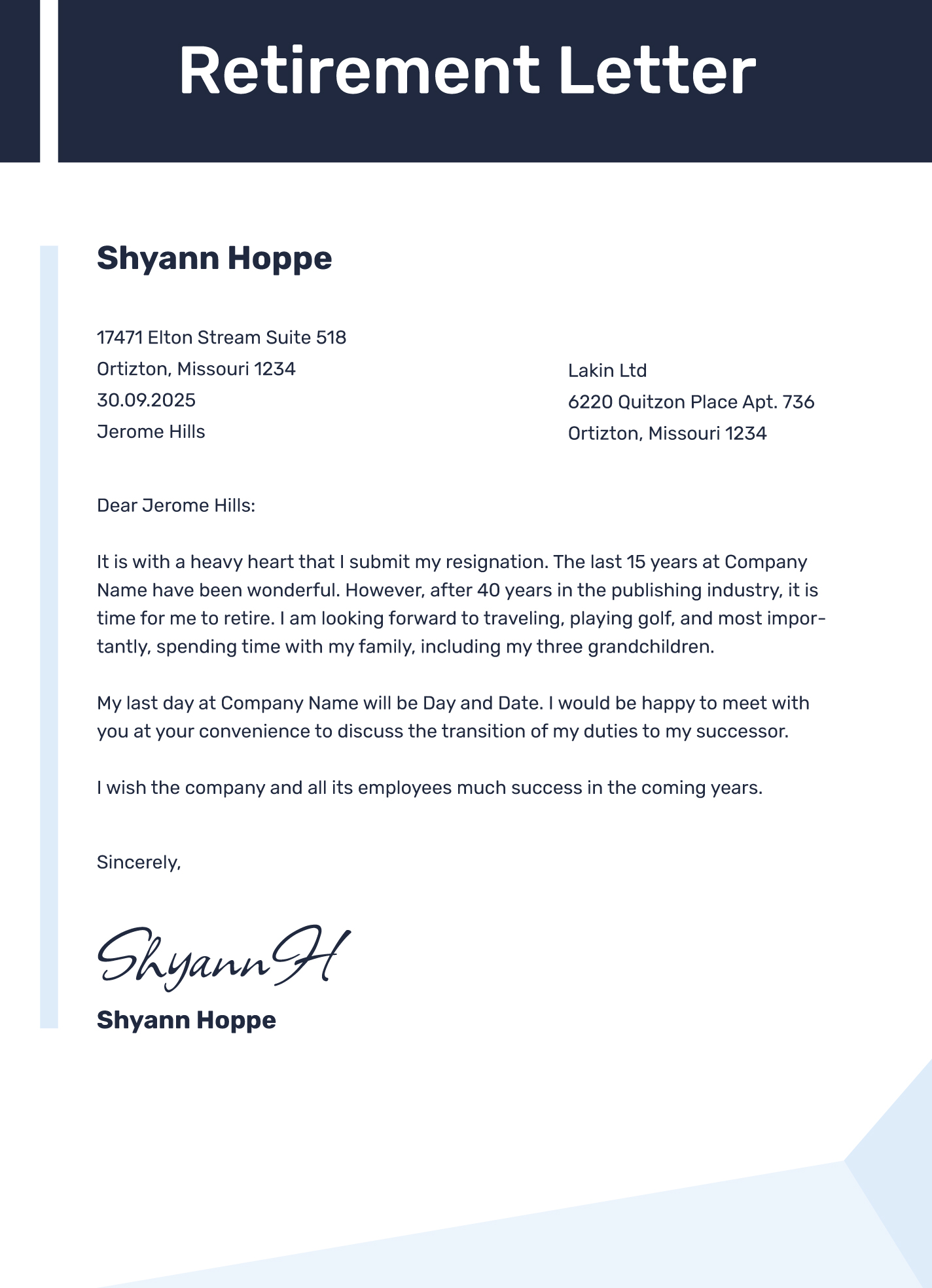 6 Retirement Resignation Letter Samples AtalRamiya