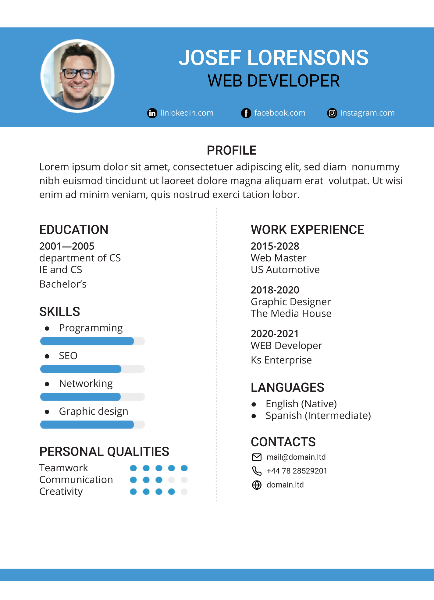 Web Developer Resume Free Google Docs Template - gdoc.io