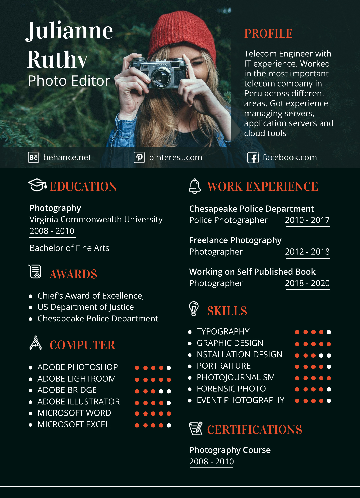 Photography Resume Free Google Docs Template - gdoc.io