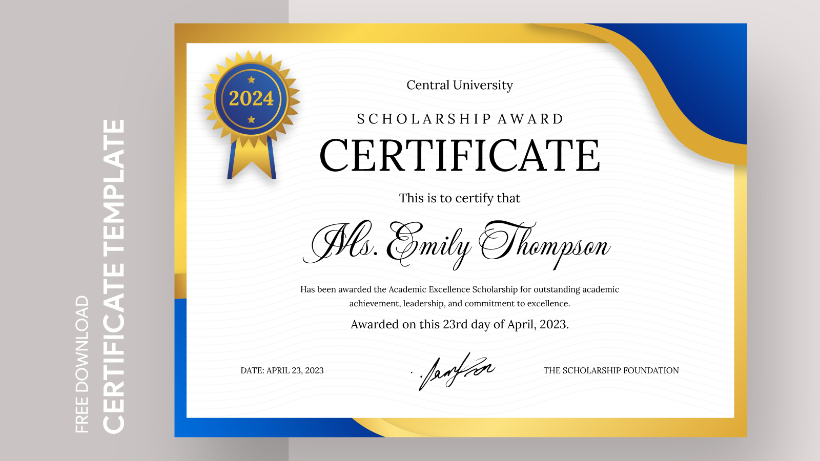 Scholarship Award Certificate Free Google Docs Template - gdoc.io