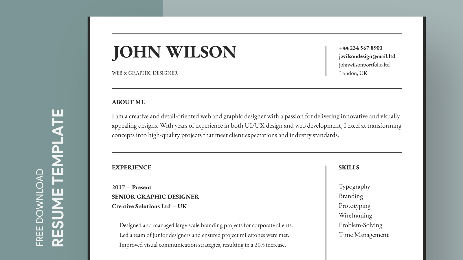 Serif Resume Free Google Docs Template - gdoc.io