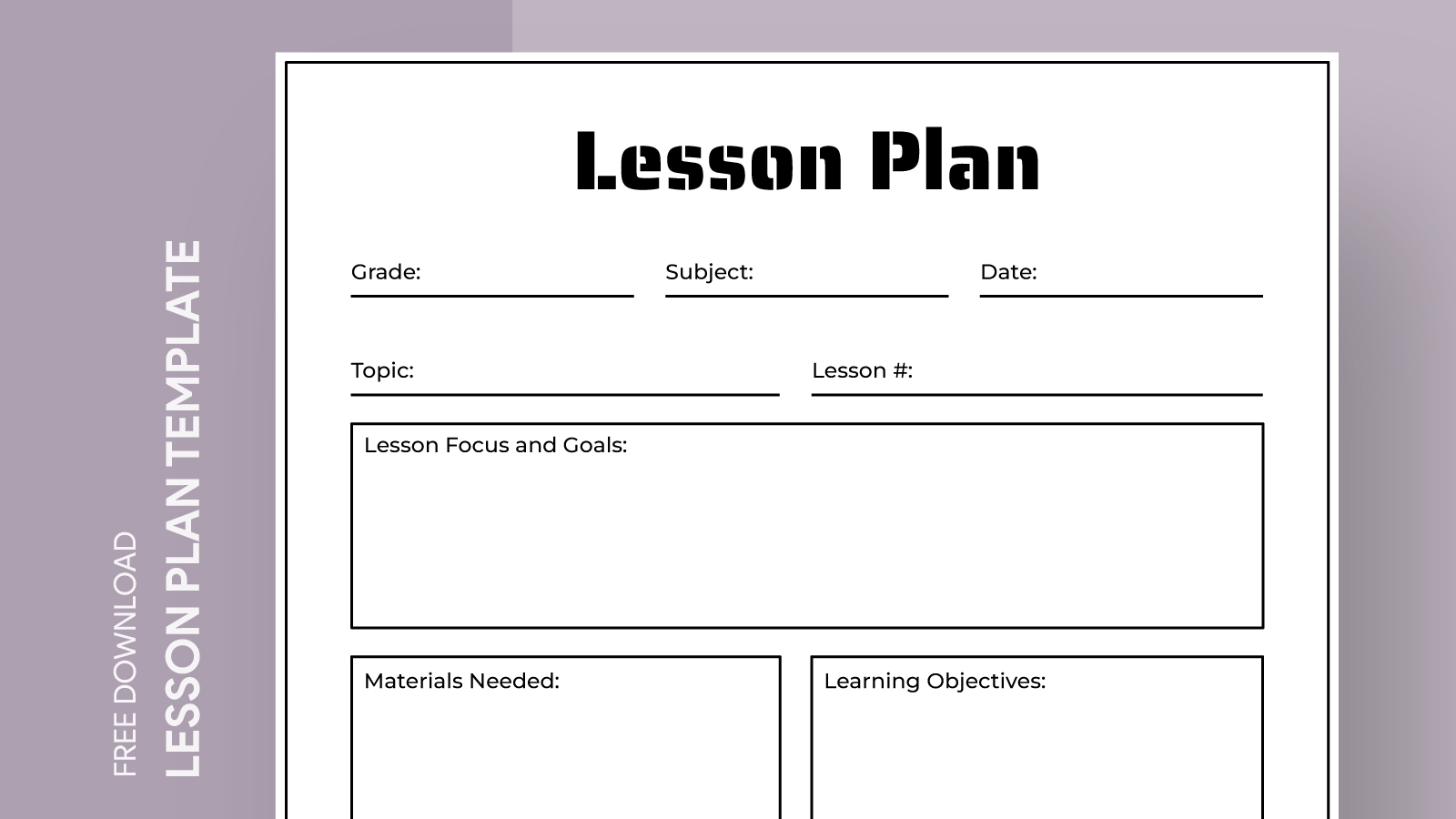 Simple Printable Lesson Plan Free Google Docs Template - gdoc.io