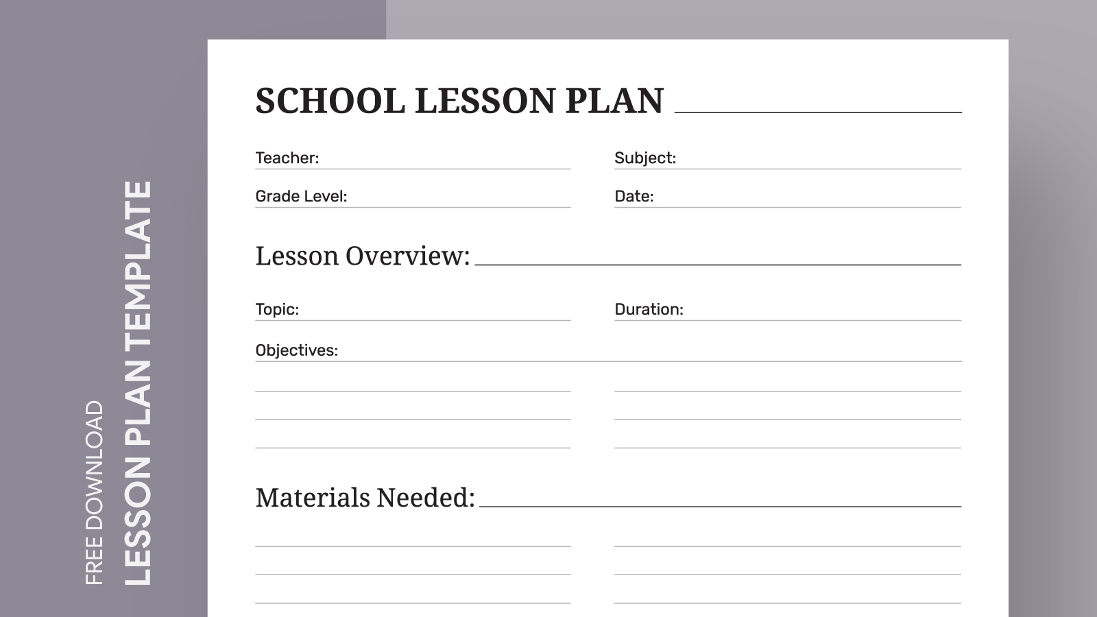 Simple School Lesson Plan Free Google Docs Template - gdoc.io