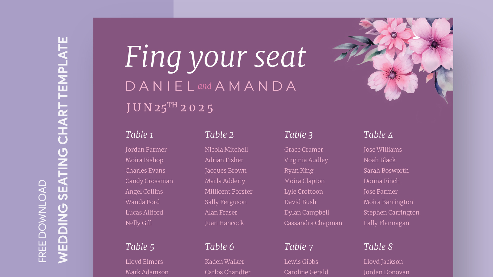 Simple Wedding Seating Chart Free Google Docs Template Gdoc io