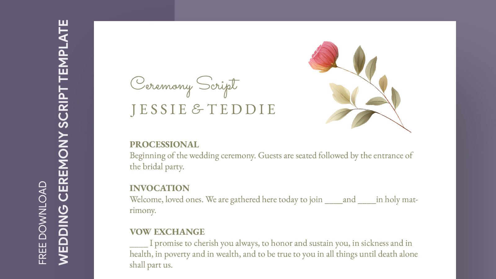Spring Wedding Ceremony Script Free Google Docs Template - gdoc.io