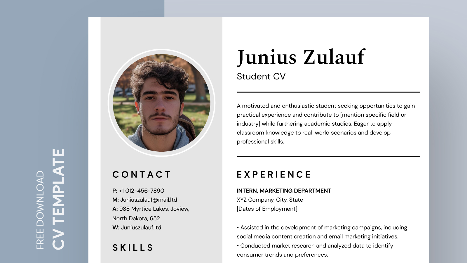 Student CV Free Google Docs Template Gdoc io Student CV Free Google Docs Template Gdoc io