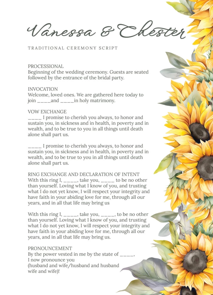 Elegant Wedding Ceremony Script Free Google Docs Template - gdoc.io