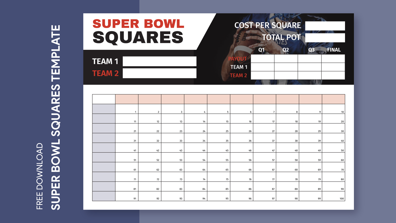 Super Bowl Squares 2024 Free Google Docs Template gdoc.io