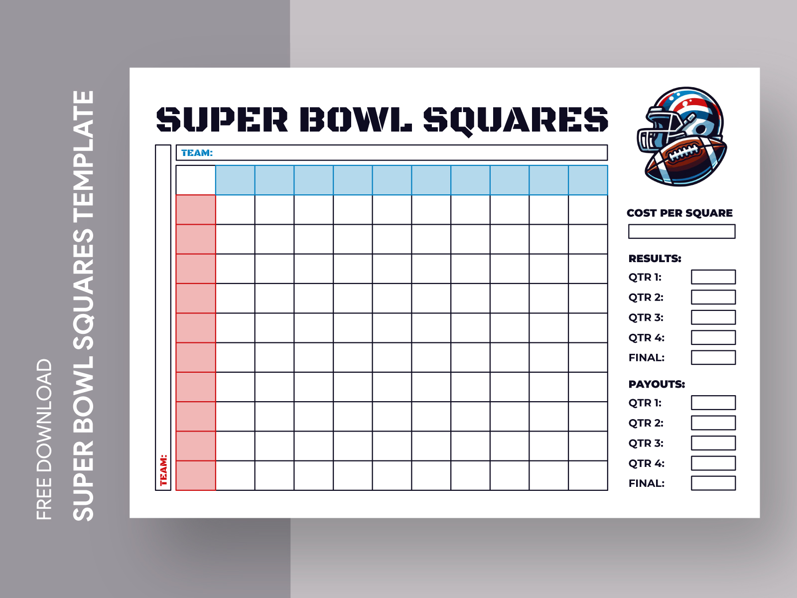 Super Bowl 2025 Squares Printable Free Super Bowl 2025 Squares Printable Free